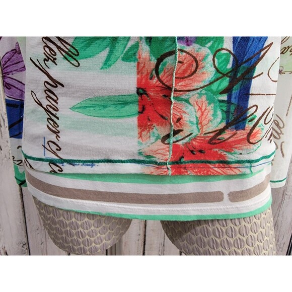 LM Women's Size 40 Marc Aurel Sheer Sleeve Layered Floral Blouse Shirt Top EUC - Picture 3 of 11